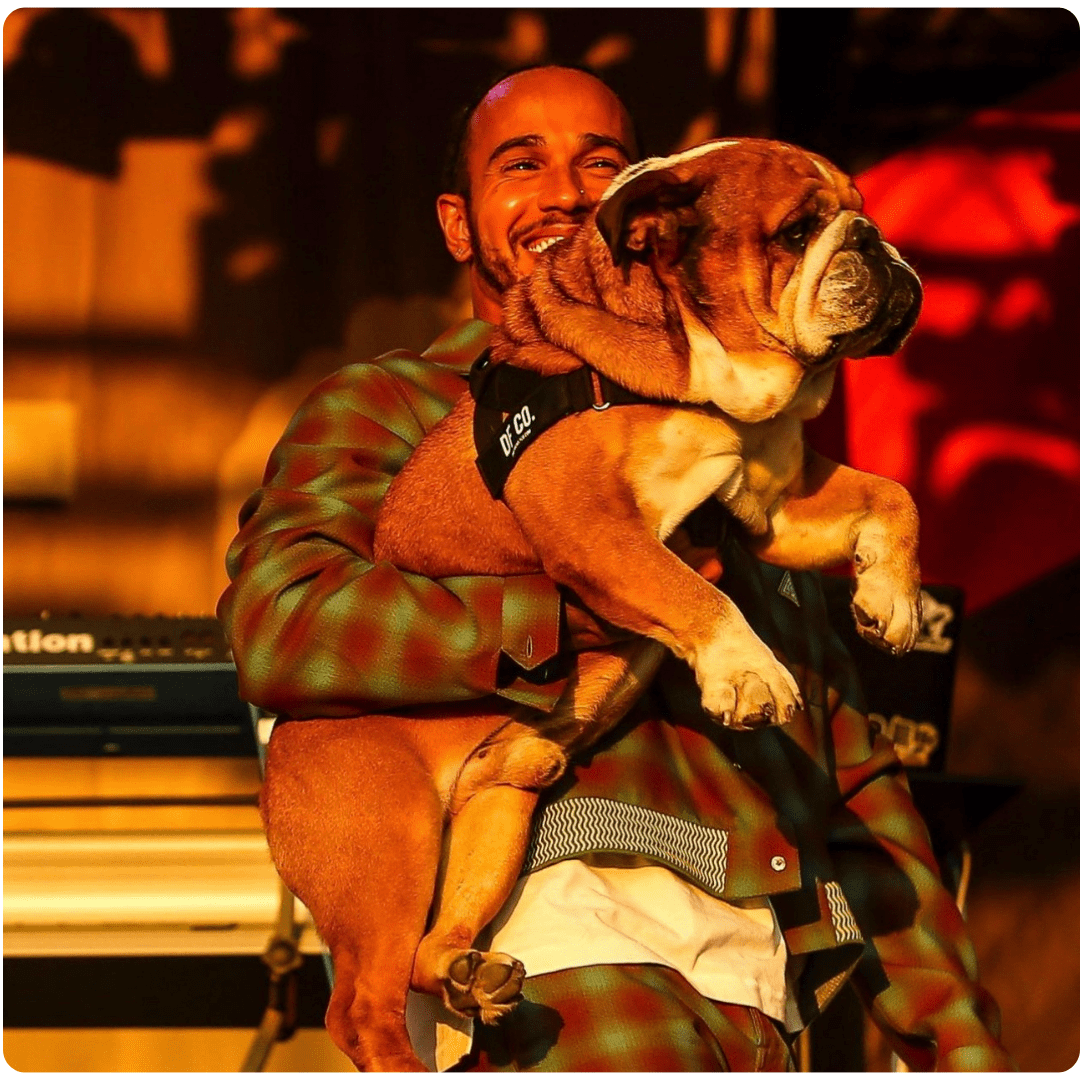 Lewis Hamilton and his dog